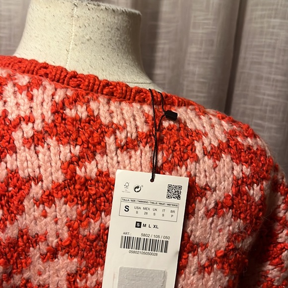 Zara NWT red hounds tooth cardigan - Picture 5 of 6